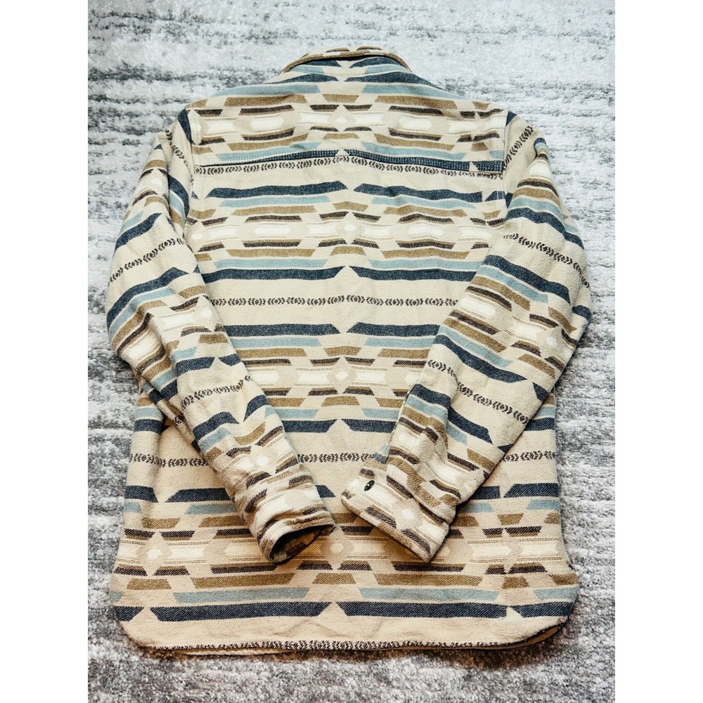 Iron and Resin Flannel Shirt Men Medium Tan Southwestern Aztec Pattern Cotton - Picture 3 of 9